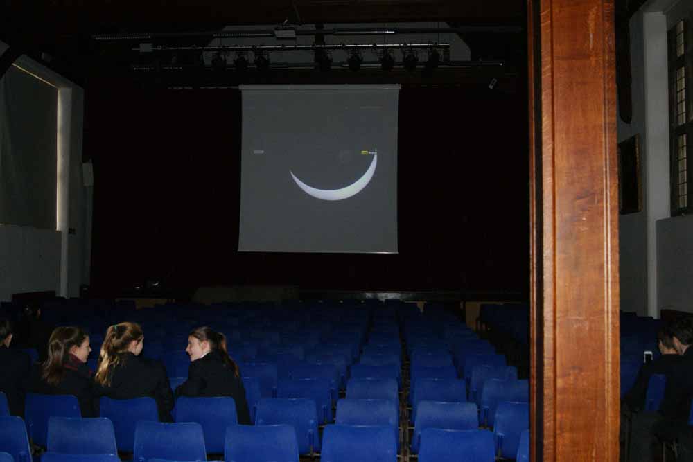 Screening the solar eclipse live in Routh Hall