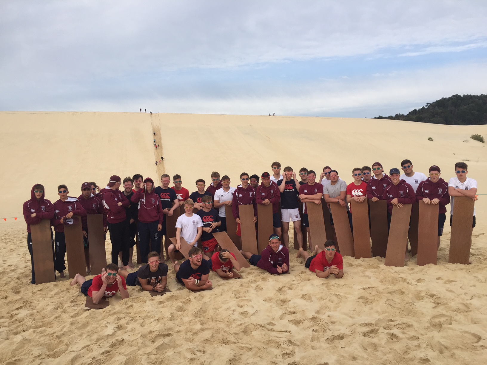Sand Tobogganing in Tangalooma - Rugby Tour 2015