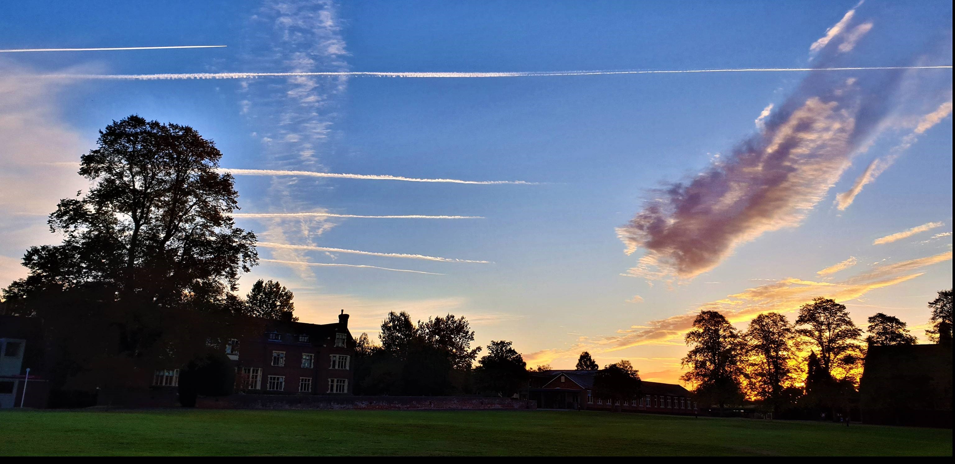 Perfect lines in the sky above Bromsgrove School